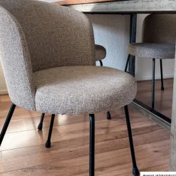 Xenos Eetkamerstoel Irene - bruin/zwart - 77x56.5x51 cm- Eetkamerstoelen