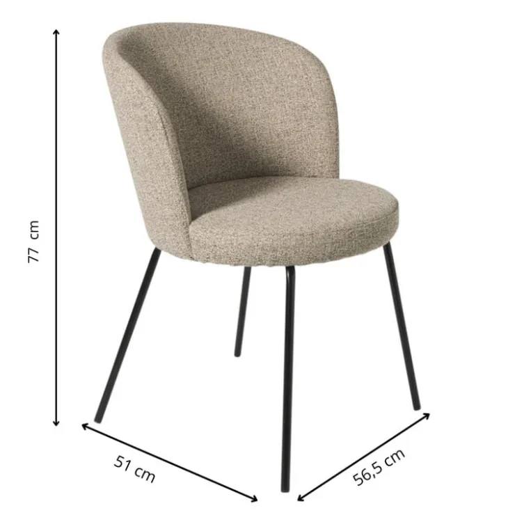 Xenos Eetkamerstoel Irene - bruin/zwart - 77x56.5x51 cm- Eetkamerstoelen