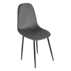 Xenos Eetkamerstoel Ivy - velvet grijs - 88x44x53 cm- Eetkamerstoelen