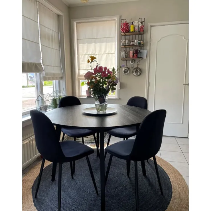 Xenos Eetkamerstoel Ivy - velvet zwart - 88x44x53 cm- Eetkamerstoelen