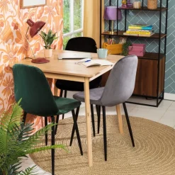 Xenos Eetkamerstoel Ivy - velvet zwart - 88x44x53 cm- Eetkamerstoelen