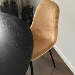 Xenos Eetkamerstoel Ivy velvet - bruin - 88x38x38 cm- Eetkamerstoelen