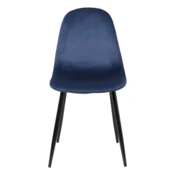 Xenos Eetkamerstoel Ivy velvet - donkerblauw - 88x44x53 cm- Eetkamerstoelen