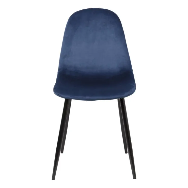 Xenos Eetkamerstoel Ivy velvet - donkerblauw - 88x44x53 cm- Eetkamerstoelen