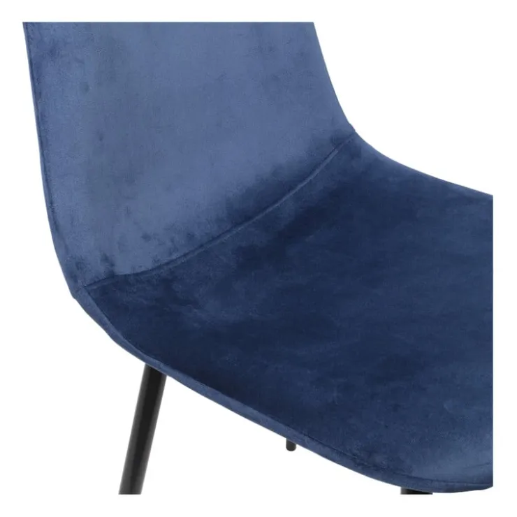 Xenos Eetkamerstoel Ivy velvet - donkerblauw - 88x44x53 cm- Eetkamerstoelen