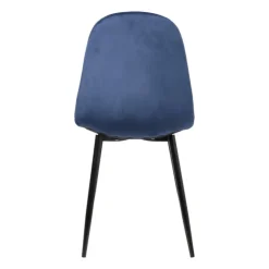 Xenos Eetkamerstoel Ivy velvet - donkerblauw - 88x44x53 cm- Eetkamerstoelen