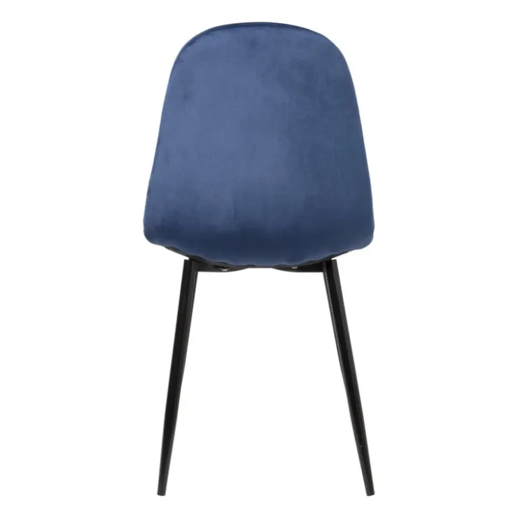 Xenos Eetkamerstoel Ivy velvet - donkerblauw - 88x44x53 cm- Eetkamerstoelen