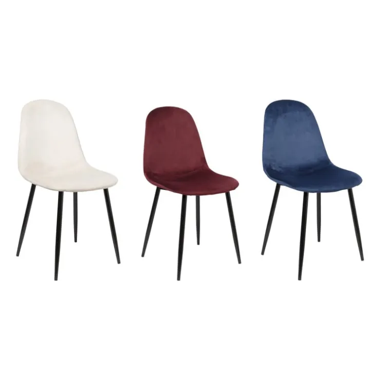 Xenos Eetkamerstoel Ivy velvet - donkerblauw - 88x44x53 cm- Eetkamerstoelen