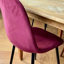 Xenos Eetkamerstoel Ivy velvet - rood - 88x44x53 cm- Eetkamerstoelen