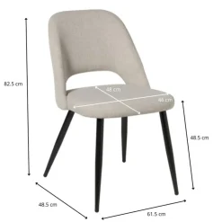 Xenos Eetkamerstoel Leonardo - beige - 82.5x61.5x48.5 cm- Eetkamerstoelen