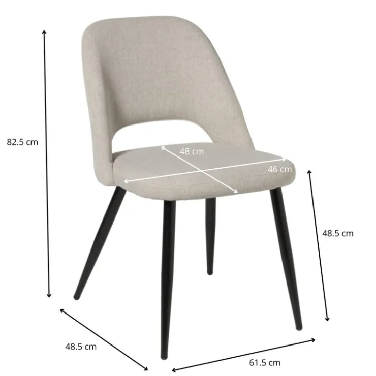 Xenos Eetkamerstoel Leonardo - beige - 82.5x61.5x48.5 cm- Eetkamerstoelen
