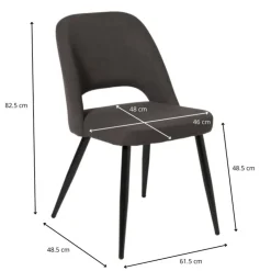 Xenos Eetkamerstoel Leonardo - grijs - 82.5x61.5x48.5 cm- Eetkamerstoelen