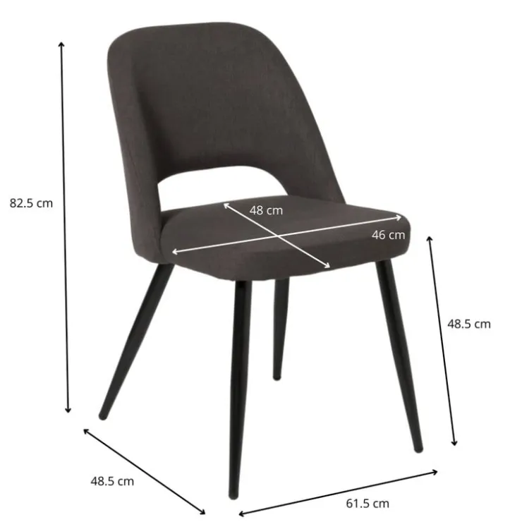 Xenos Eetkamerstoel Leonardo - grijs - 82.5x61.5x48.5 cm- Eetkamerstoelen