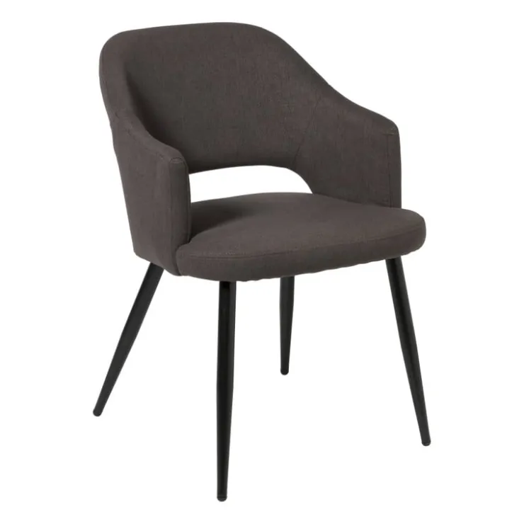 Xenos Eetkamerstoel Leonardo met armleuning - grijs - 81x62.5x56 cm- Eetkamerstoelen