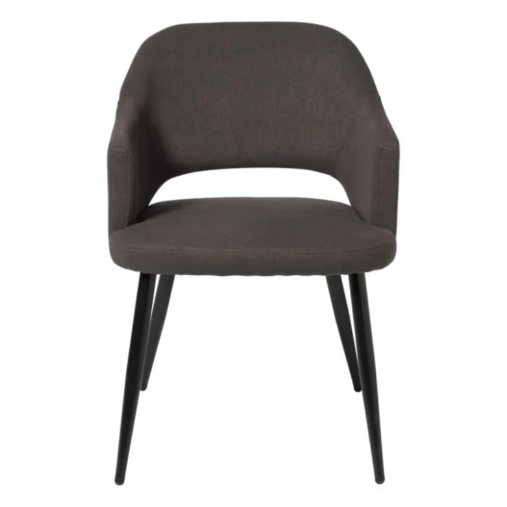 Xenos Eetkamerstoel Leonardo met armleuning - grijs - 81x62.5x56 cm- Eetkamerstoelen