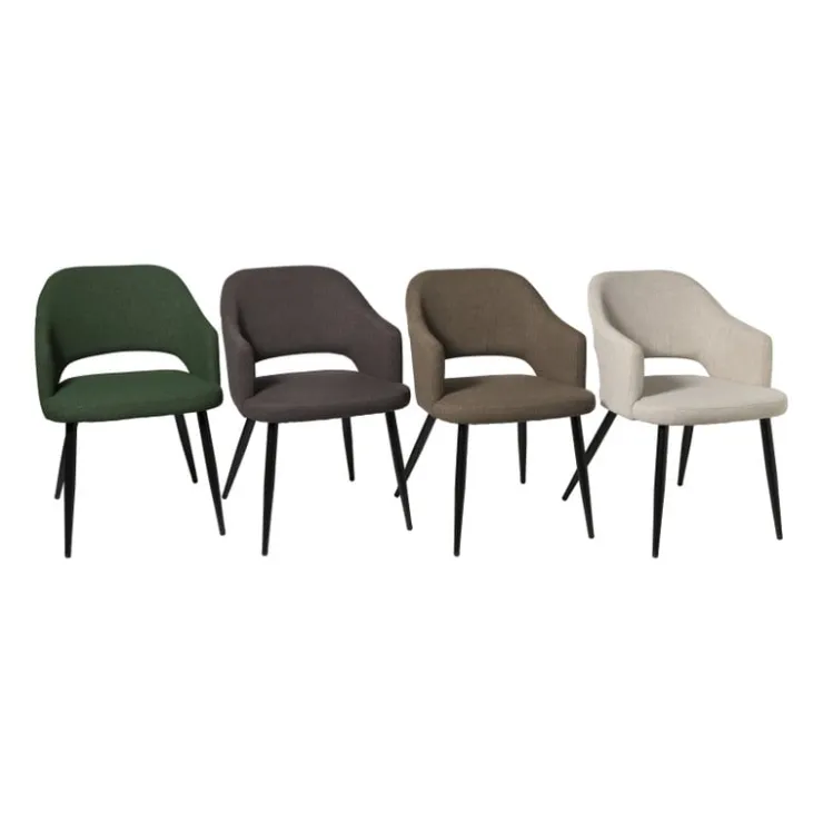 Xenos Eetkamerstoel Leonardo met armleuning - grijs - 81x62.5x56 cm- Eetkamerstoelen