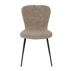 Xenos Eetkamerstoel Liz - beige - teddy - 83.5x55x45.4 cm- Eetkamerstoelen