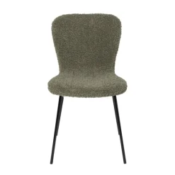 Xenos Eetkamerstoel Liz - groen - teddy - 83.5x55x45.4 cm- Eetkamerstoelen