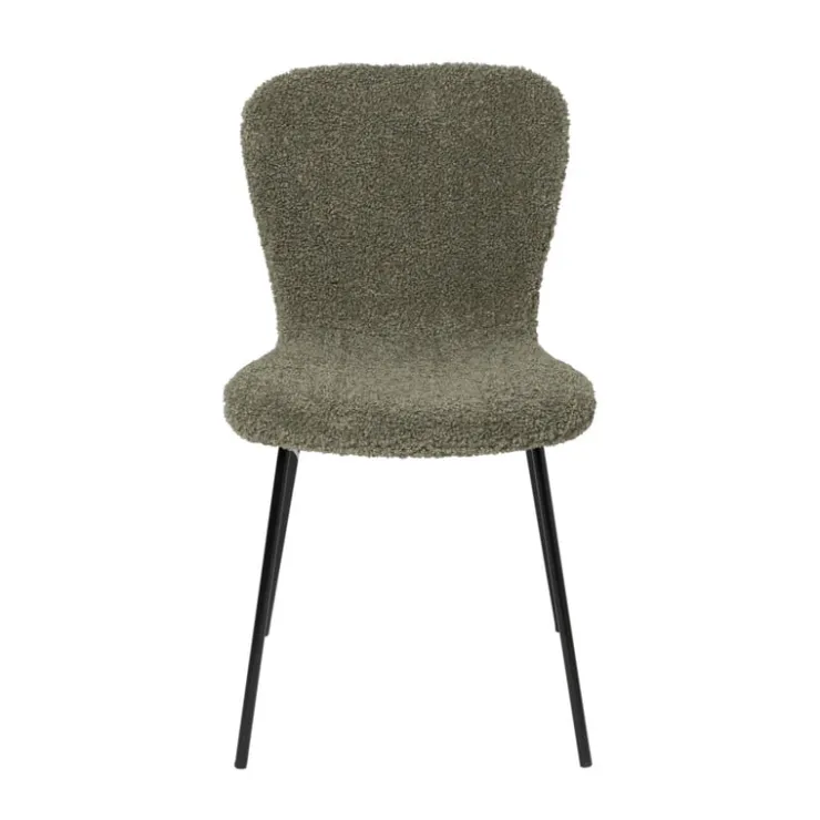 Xenos Eetkamerstoel Liz - groen - teddy - 83.5x55x45.4 cm- Eetkamerstoelen