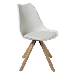 Xenos Eetkamerstoel Olympic - wit/naturel - 82x58x48 cm- Eetkamerstoelen