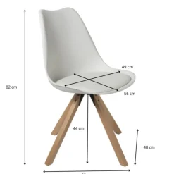 Xenos Eetkamerstoel Olympic - wit/naturel - 82x58x48 cm- Eetkamerstoelen