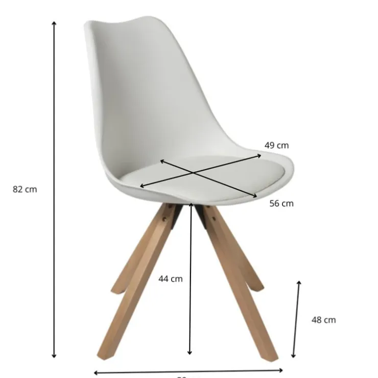 Xenos Eetkamerstoel Olympic - wit/naturel - 82x58x48 cm- Eetkamerstoelen