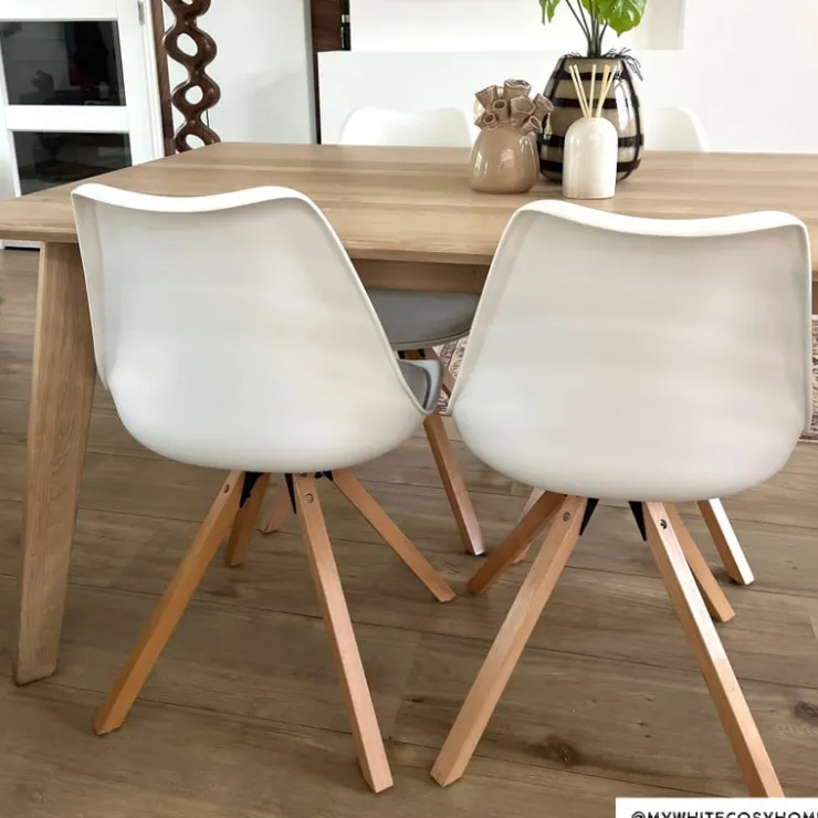 Xenos Eetkamerstoel Olympic - wit/naturel - 82x58x48 cm- Eetkamerstoelen