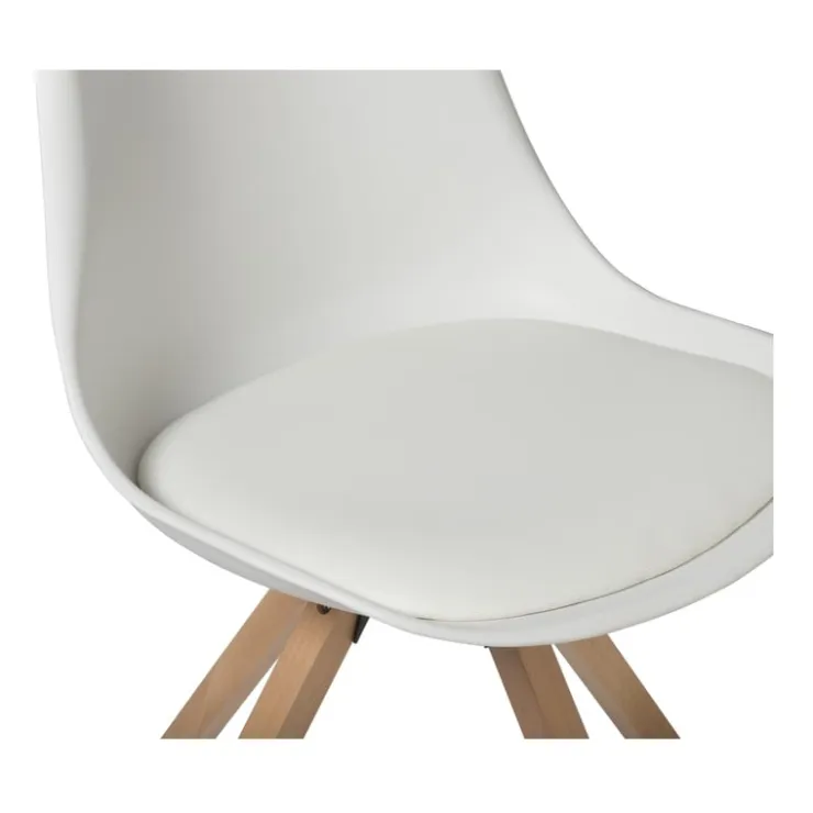 Xenos Eetkamerstoel Olympic - wit/naturel - 82x58x48 cm- Eetkamerstoelen
