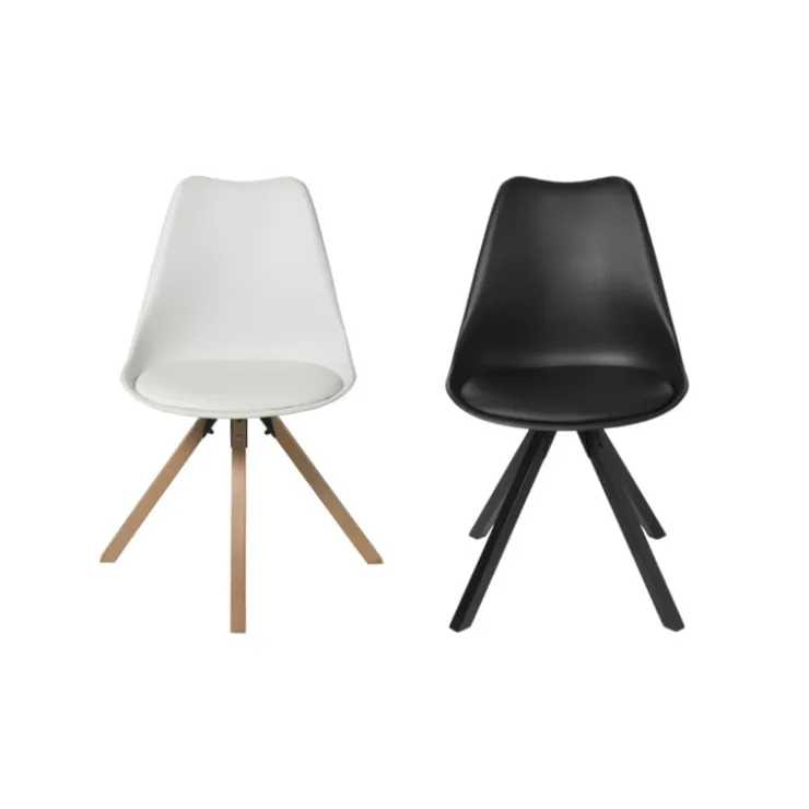 Xenos Eetkamerstoel Olympic - wit/naturel - 82x58x48 cm- Eetkamerstoelen