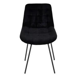Xenos Eetkamerstoel ribstof - zwart - 84x52x52cm- Eetkamerstoelen