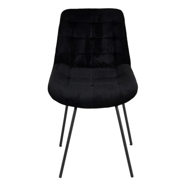 Xenos Eetkamerstoel ribstof - zwart - 84x52x52cm- Eetkamerstoelen