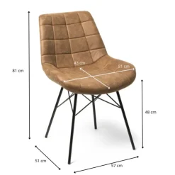 Xenos Eetkamerstoel Suedine - cognac - 81x52x57 cm- Eetkamerstoelen