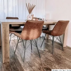 Xenos Eetkamerstoel Suedine - cognac - 81x52x57 cm- Eetkamerstoelen