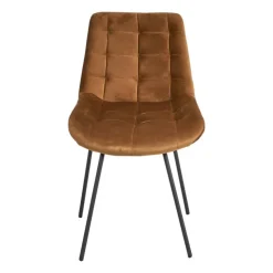 Xenos Eetkamerstoel velvet - cognac - 79x50x44 cm- Eetkamerstoelen