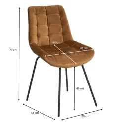 Xenos Eetkamerstoel velvet - cognac - 79x50x44 cm- Eetkamerstoelen
