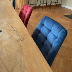 Xenos Eetkamerstoel velvet - donkerblauw - 79x50x44 cm- Eetkamerstoelen