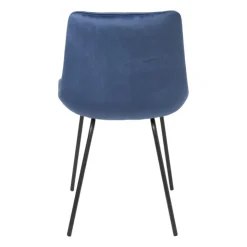 Xenos Eetkamerstoel velvet - donkerblauw - 79x50x44 cm- Eetkamerstoelen