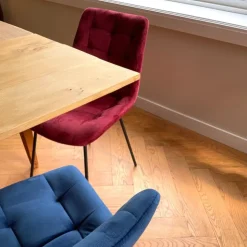 Xenos Eetkamerstoel velvet - donkerblauw - 79x50x44 cm- Eetkamerstoelen