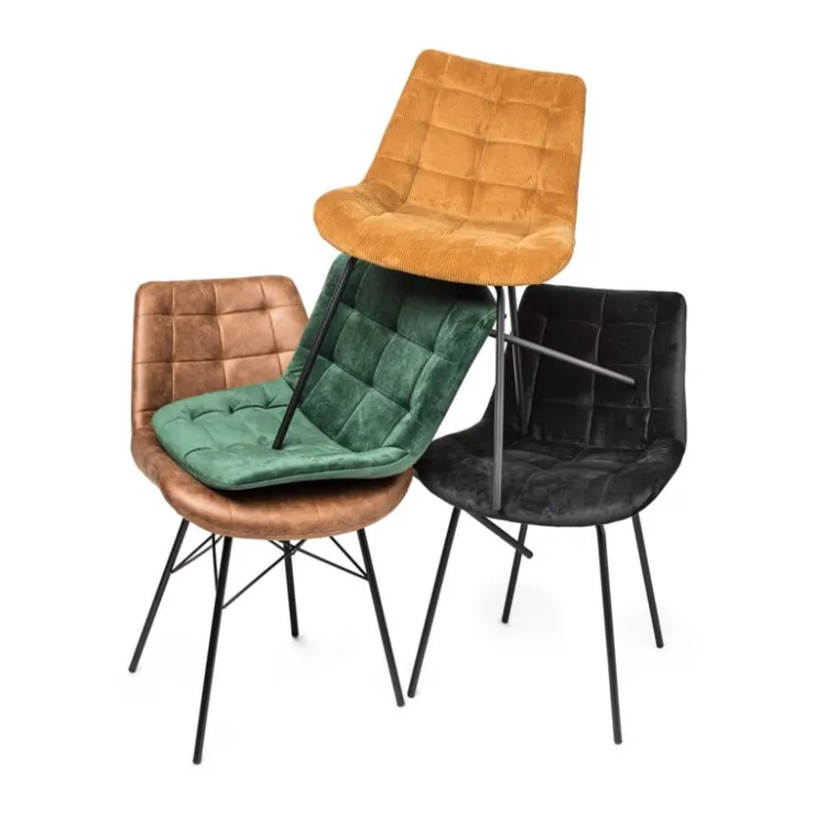 Xenos Eetkamerstoel velvet - oudroze - 52x52x81 cm- Eetkamerstoelen