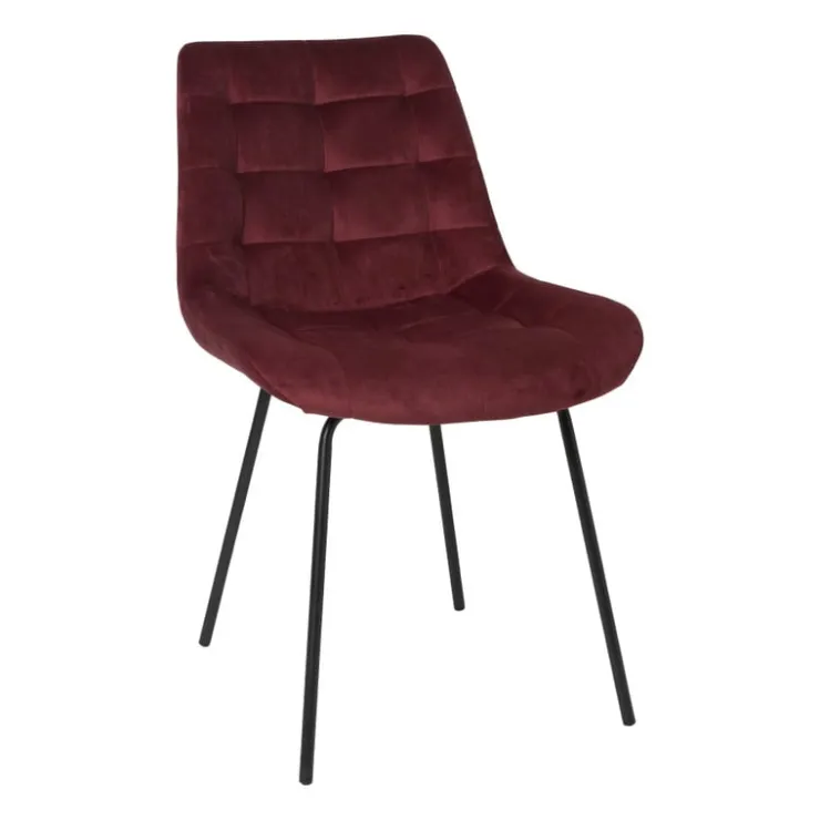 Xenos Eetkamerstoel velvet - rood - 79x50x44 cm- Eetkamerstoelen