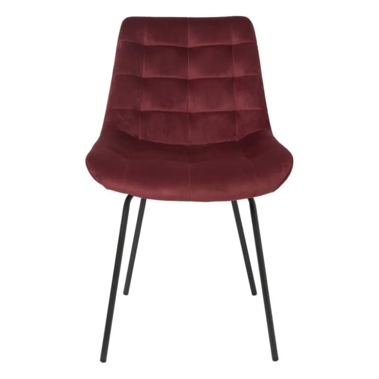 Xenos Eetkamerstoel velvet - rood - 79x50x44 cm- Eetkamerstoelen