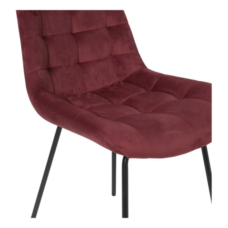 Xenos Eetkamerstoel velvet - rood - 79x50x44 cm- Eetkamerstoelen