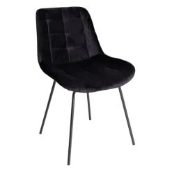 Xenos Eetkamerstoel velvet - zwart - 79x50x44 cm- Eetkamerstoelen