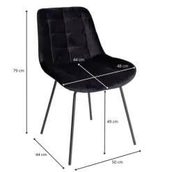 Xenos Eetkamerstoel velvet - zwart - 79x50x44 cm- Eetkamerstoelen