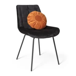 Xenos Eetkamerstoel velvet - zwart - 79x50x44 cm- Eetkamerstoelen