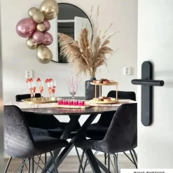 Xenos Eetkamerstoel velvet - zwart - 79x50x44 cm- Eetkamerstoelen