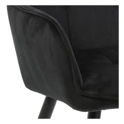 Xenos Eetkamerstoel velvet met armleuning - zwart - 87x56.5x43 cm- Eetkamerstoelen