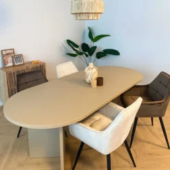 Xenos Eetkamerstoel velvet met armleuning - bruin - 87x56.5x43 cm- Eetkamerstoelen