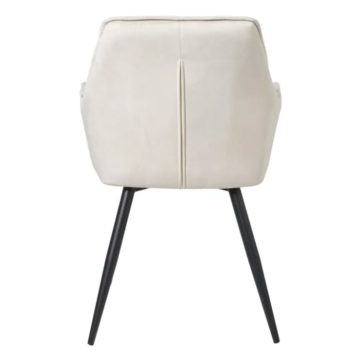 Xenos Eetkamerstoel velvet met armleuning - beige - 87x56.5x43 cm- Eetkamerstoelen