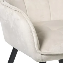 Xenos Eetkamerstoel velvet met armleuning - beige - 87x56.5x43 cm- Eetkamerstoelen